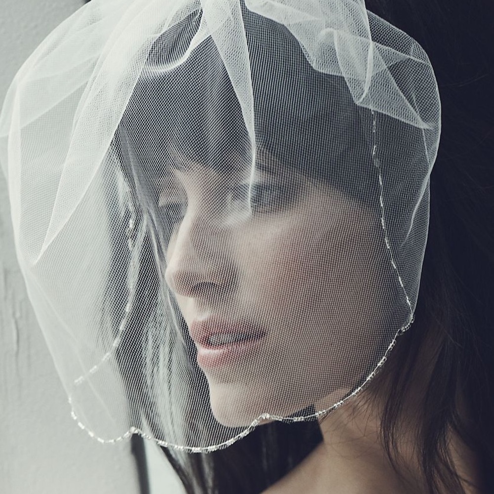 Beaded Scallop-Edged Birdcage Veil
